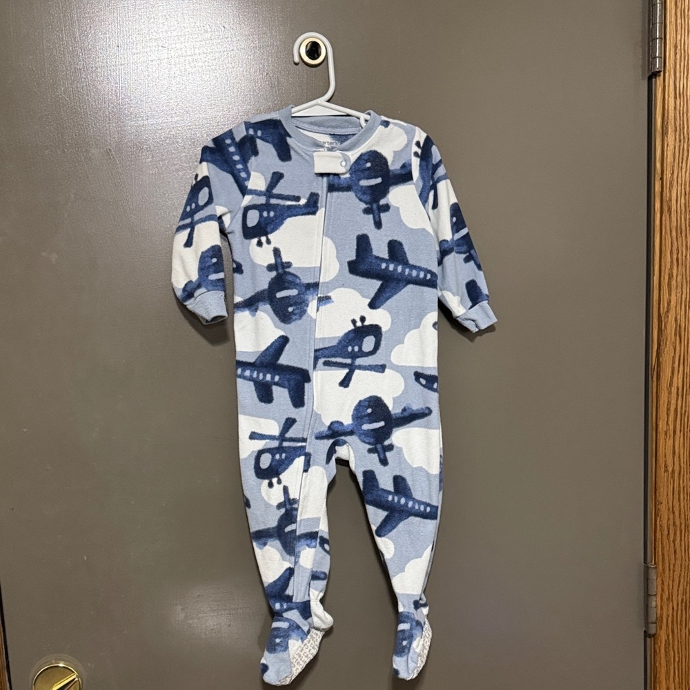 Carter's Navy and White Airplane Footie